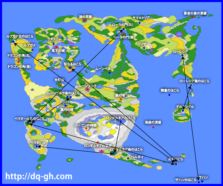 ドラクエ2世界地図(旅の扉)