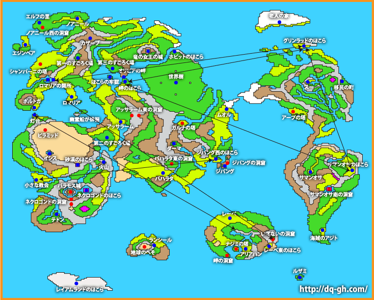 ドラクエ3上の世界地図(旅の扉)