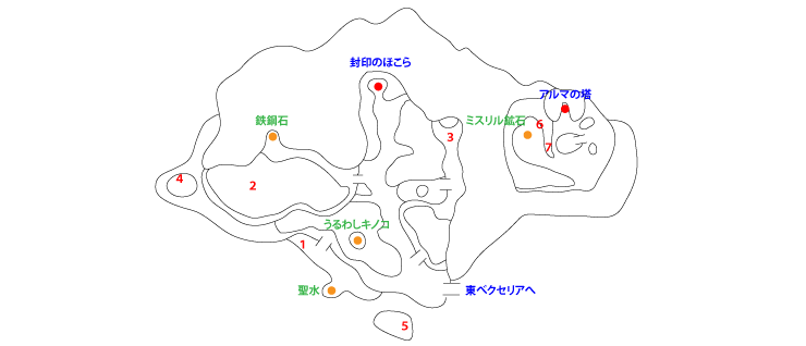 西べクセリア地方マップ